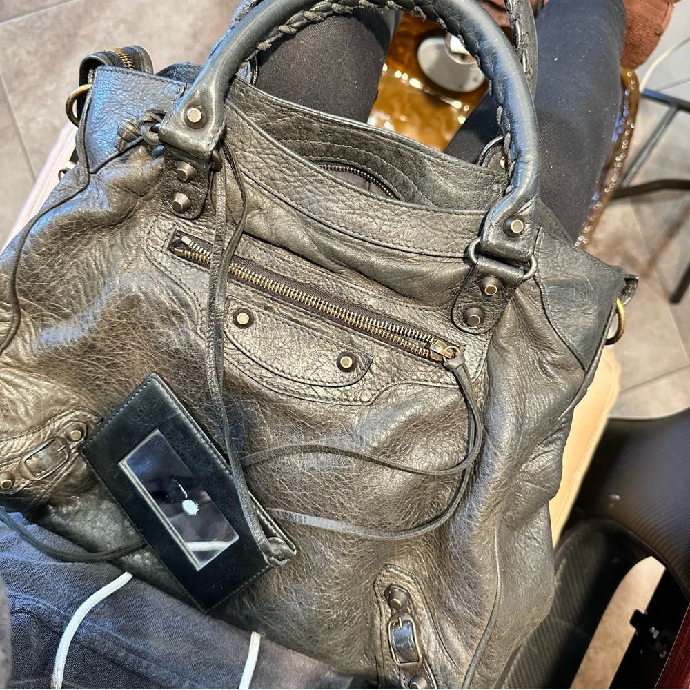 Balenciaga City Bag- distressed black lambskin